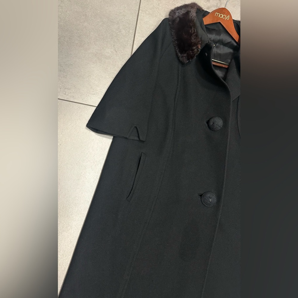 Vintage 60’s Braetan Juniors Black Coat Mink Collar Large EUC Union Made USA - Picture 9 of 12